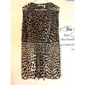 Punt Roma Leopard Print V-Neck Dress Gold Accents Quiet Luxury Animal European